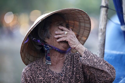 Woman laughing.