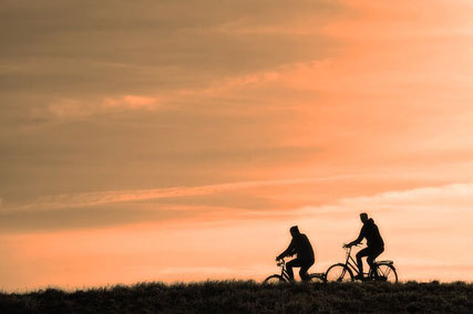 Cyclists exercise.