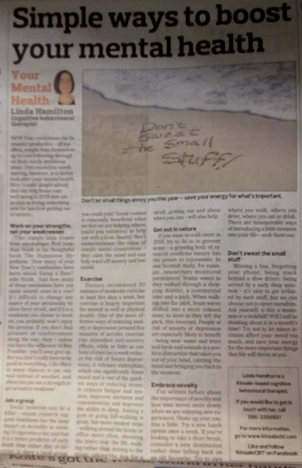 Kinsale CBT therapist Linda Hamilton's column on new year resolutions