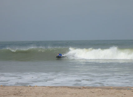 bodyboarding surf at Paradise Beach, Sanyang