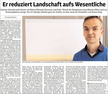 Joram von Below, scape, scapes, Kunst Malerei zeitgenössische Kunst Kempten Allgäu, Kunstgärtnerei Stiftstadt, Allgäuer Zeitung, Harald Holstein