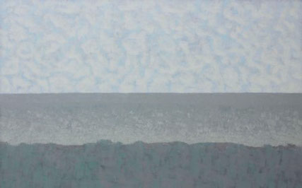 Joram von Below, scape (grau, blau, weiß,) No.2, Acryl auf Leinwand,  95 x 150 cm, 2016, Kunst Malerei zeitgenössische Kunst Kempten Allgäu