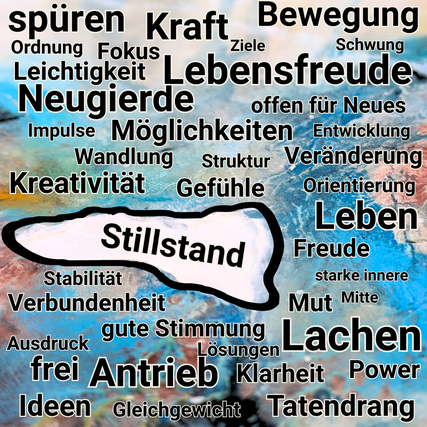 Grafik "Stillstand & Worte für Lebendigkeit"