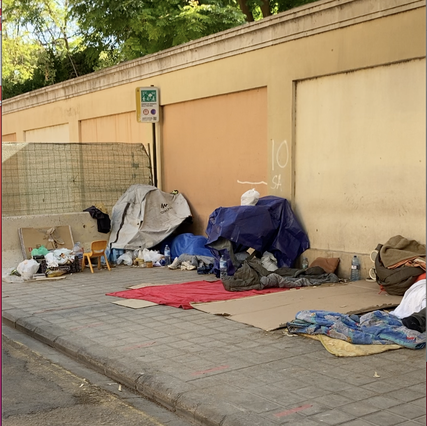 Uno de los asentamientos de personas sin hogar de la ciudad de Valencia