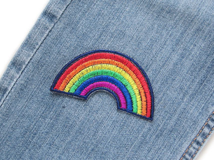 Bild: Regenbogen Patch zum aufbügeln, rainbow gestickt Flicken, Bügelbild Regenbogenfarben