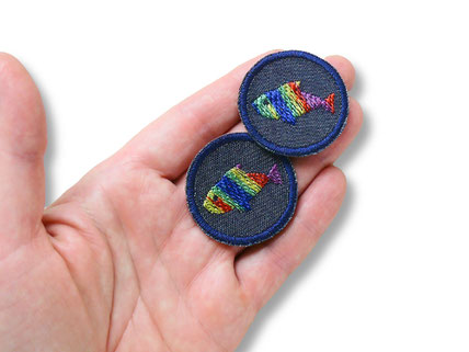 Mini Regenbogen Fisch Patches zum aufbügeln