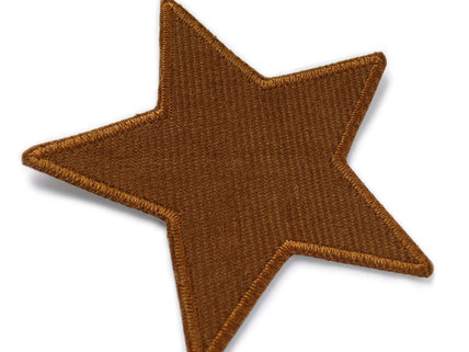 Nahaufnahme von einen braunen Stern Cordflicken zum aufbügeln aus Baumwollcord
