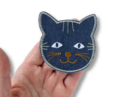 Jeans-Patch Katze – gestickte Applikation zum aufbügeln