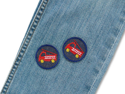 Bild: Mini Flicken zum aufbügeln mit Feuerwehr, kleine Jeansflicken für Jungen