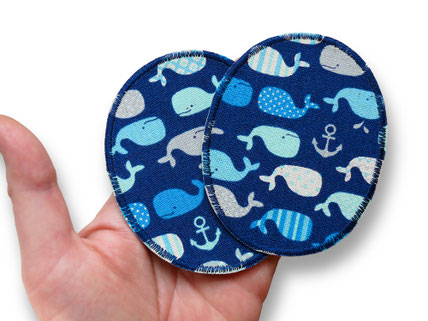 Flicken zum aufbügeln für Kinder, Wal Bügelbilder, Bügelflicken mit Walen und Anker dunkelblau