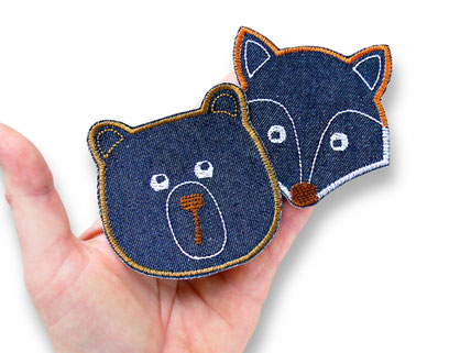 Jeans-Patches zum aufbügeln als Bär oder Fuchs