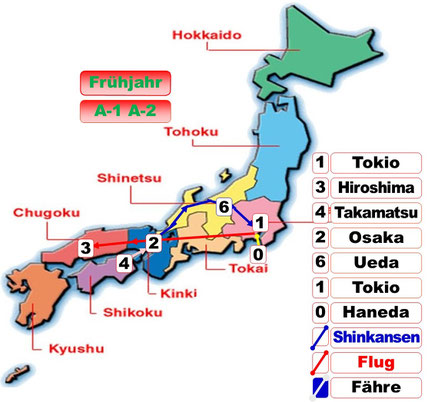 Die Klassik-Reisen A (Frühjahr) und D haben den gleichen Verlauf