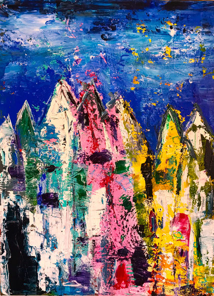 ...Frühling zieht ein... , Thema Erneuerung , mixed media , 60x80 cm , B382