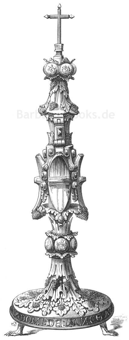 Abb. 252. – Reliquiar der Heiligen Dorne, aufbewahrt im Kloster der Augustinerinnen in Arras. – Geschnitzte Messingarbeiten aus dem 13. Jahrhundert.