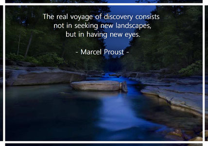 The real voyage of discovery consists not in seeking new landscapes, but in having new eyes. Marcel Proust