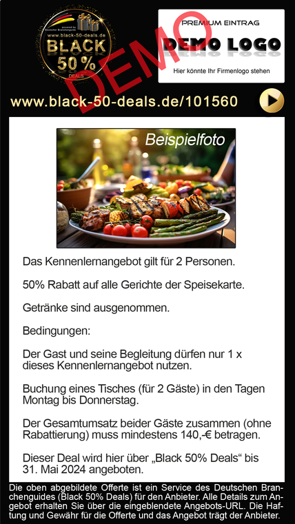 RESTAURANT DEMO MUSTERSTADT BLACK 50 DEALS