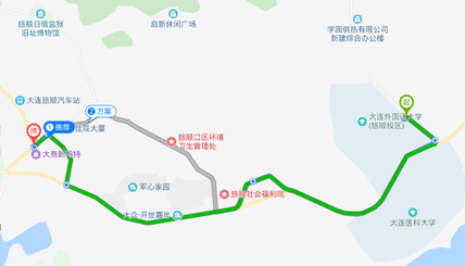 中国語学留学　大連外国語大学付近のある銀行の地図　口座開設