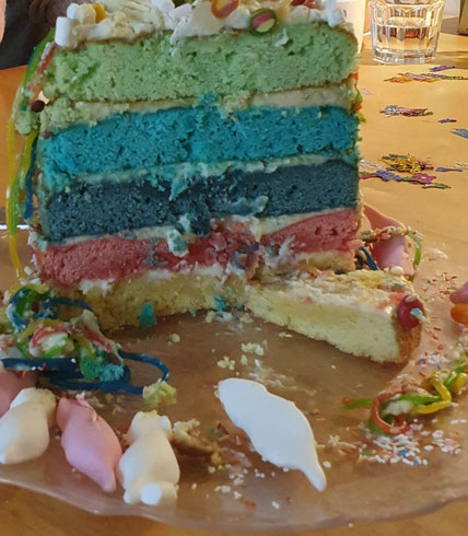 Das Bild zeigt Mäuse vor farbigem Kuchen als Ausdruck von Angst und Kotrollzwang bei Essstörungen