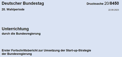 Fortschrittsbericht zur Startup-Strategie der Bundesregierung September 2023 