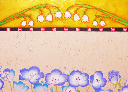 「私の花」　Nemophila&snowflake」日本画 F4