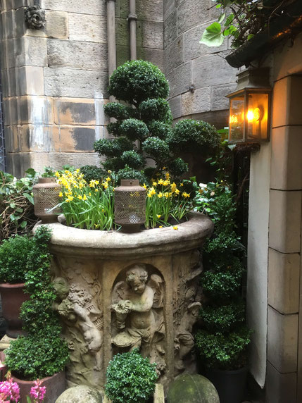 The beautiful courtyard at the "Witchery"