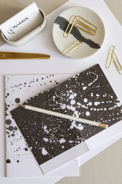 Concrete desk accent and recycled paper stationery by PASiNGA design