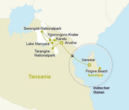 SKR Kleingruppenreise Tansania und Sansibar inklusive Flug|Buchung und Beratung im Reisebüro Reiselotsen e.K. für Fernreisen mit Rundreise und Baden