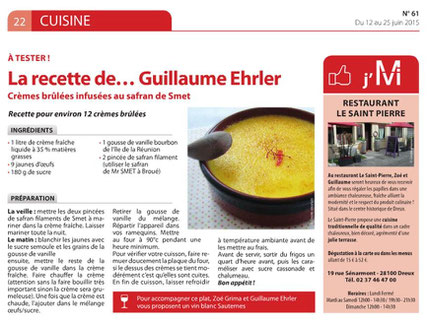 Crème brûlée au safran De Smet par Guillaume Ehrler