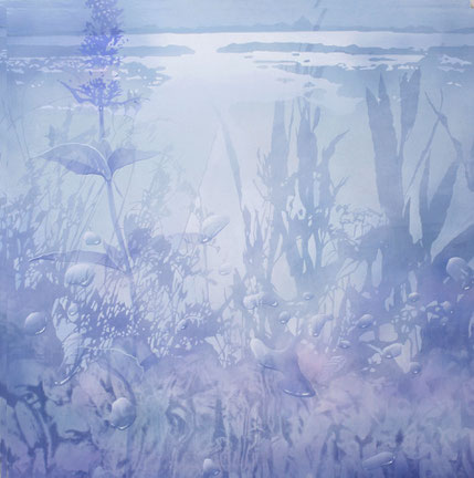 光景　アクリル風景画　幻想的な絵　 水滴
