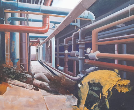                                                                Burnt-Escape (2024) olio su legno, cm (52,3 x 42)
