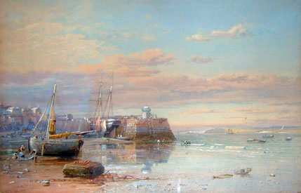 Samuel Phillips Jackson  'The Pier and Bay of St Ives' (1861)