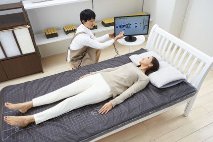 実際に横になった時の、仰向け寝・横向き寝の体圧を計測します　/　FIT LABO の体圧測定器