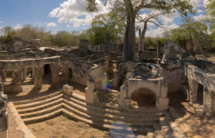 Inner court panoramic view palace Songo Mnara.