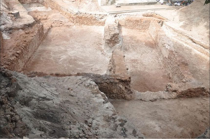 Malindi house foundation in which many glass vessels were found.