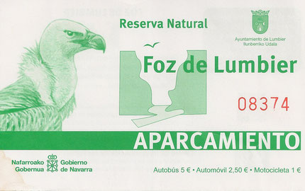 Ticket de stationnement / Aparcamiento Foz de Lumbier