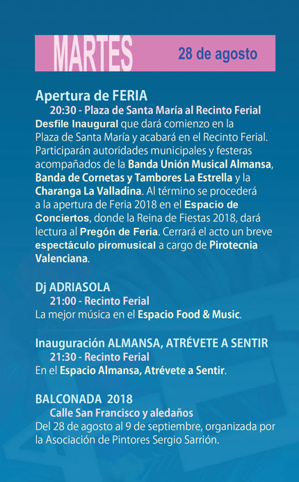 Programa de actividades de la Feria de Almansa