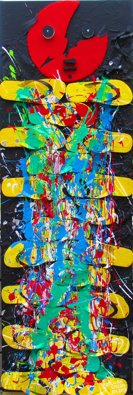 Tableau Abstrait De Grand Format A LA LUNE de Dalilah EMERY (50 x 150 cm)