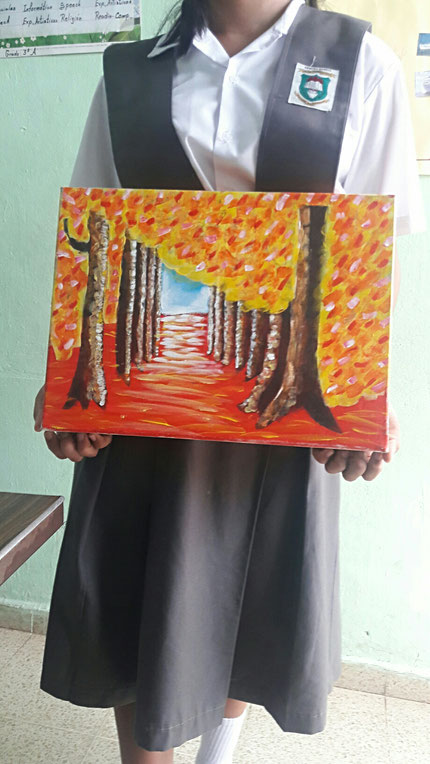Ejemplo de pintura realizada por la estudiante Milagros Fernández del Centro educativo Reina Torres de Arauz
