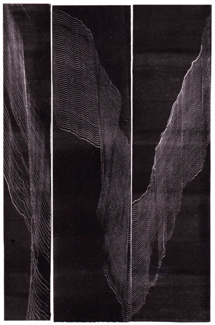 Encre et sillons, 2016. Monotype, 14 cm x 23 cm.