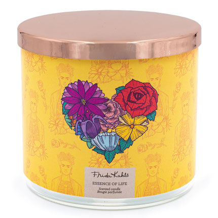 Duftkerze aus der FRIDA KAHLO COLLECTION "Essence of life", duftet nach Apfel, Jasmin, Bernstein, Moschus, € 24.00.