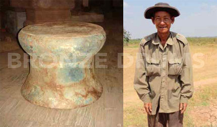 Fig. 13. Biggest drum found in Prek Krabau with his discoverer near “its” hole