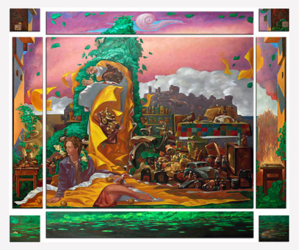Kaikaoss- The Gardener , oil on canvas, 185 cm x 220 cm, Bei Grüner Punkt, DSD, Köln