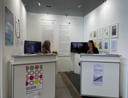 Infostand von GEDOK und BBK, art Karlsruhe 2026, Foto: Elisabeth Stephan-Geißler