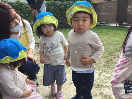昨日の出来事ですが、蝶が羽化してみんなと一緒にお外にバイバイしました！お友だちの服に留ったよ！