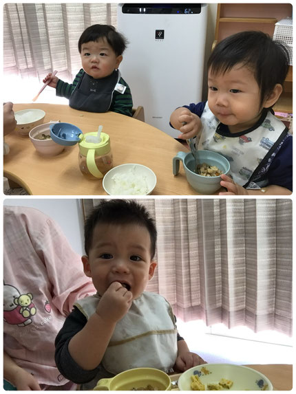 今日の給食は、ごはん、厚揚げのそぼろあん、たまごやき、ふかしいもでした。