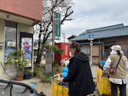 みんなで止まって桜の木を見ながら「おはなきれいだね！」「ピンクいろ！」と嬉しそうにお話ししていました。
