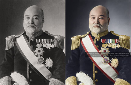 修復・色再現 作業前→作業後比較　高橋是清