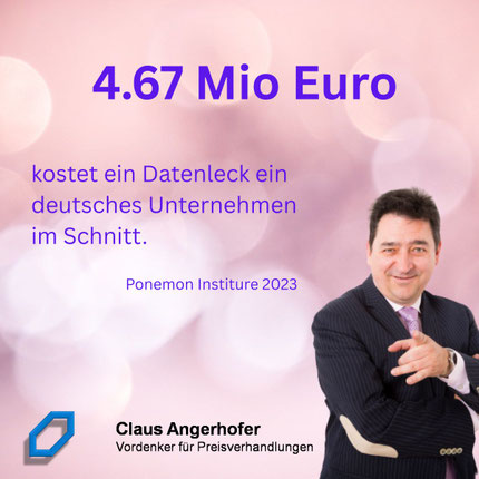 Ein Datenleck kostet deutsche Unternehmen 4.67 Mio Euro, Ponemon Institute 2023