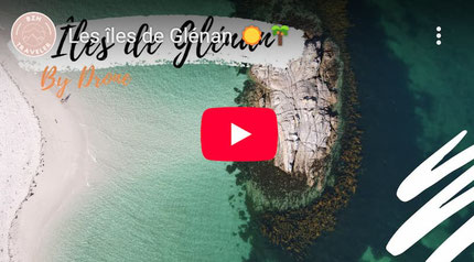 Video aerienne de l'archipel des glenan dans le finistere en mer d iroise avec ses eaux cristallines et ses plages de sable blanc
