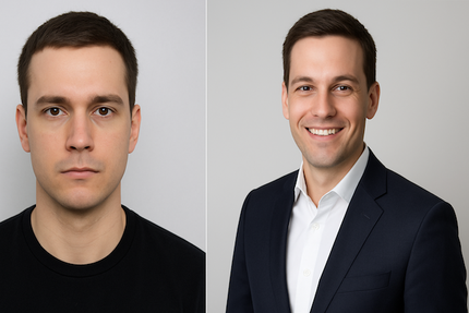 Vergleich zwischen biometrischem Passbild und professionellem Bewerbungsfoto